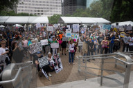Hands Off! Anti-Trump Protest At Houston City Hall  