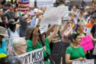 Hands Off! Anti-Trump Protest At Houston City Hall  