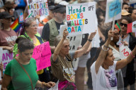 Hands Off! Anti-Trump Protest At Houston City Hall  