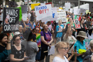 Hands Off! Anti-Trump Protest At Houston City Hall  