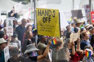 Hands Off! Anti-Trump Protest At Houston City Hall  