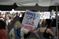 Hands Off! Anti-Trump Protest At Houston City Hall  