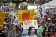 Hands Off! Anti-Trump Protest At Houston City Hall  