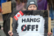 A ''Hands Off!'' Demonstration Is Held In Toronto, Canada