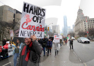 A ''Hands Off!'' Demonstration Is Held In Toronto, Canada