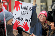A ''Hands Off!'' Demonstration Is Held In Toronto, Canada