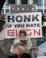 Tesla Take Down Protest Oxford Street