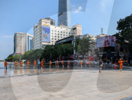 Sanitation Workers Sweep Streets In Ho Chi Minh City
