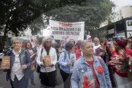 Demonstrators Take Part In The Walk Of Silence March, In Memory Of Victims Of 1964-1985 Brazil's Military Dictatorship In Sao Paulo