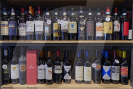 Premium Italian Wines On Display In A Luxury Wine Shop