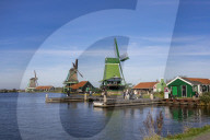 Traditional Dutch Windmills Of The Zaanse Schans Open Air Museum