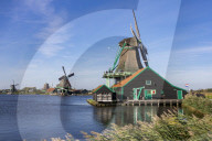 Traditional Dutch Windmills Of The Zaanse Schans Open Air Museum