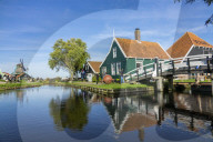 Traditional Dutch Windmills Of The Zaanse Schans Open Air Museum