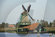 Traditional Dutch Windmills Of The Zaanse Schans Open Air Museum