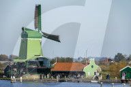 Traditional Dutch Windmills Of The Zaanse Schans Open Air Museum