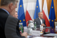 Polish Prime Minister Donald Tusk Meets With Automotive Representatives For Talks.