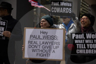 Protesters Demonstrate Outside Of Law Firm Paul Weiss In NYC