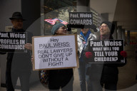 Protesters Demonstrate Outside Of Law Firm Paul Weiss In NYC