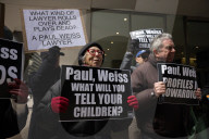 Protesters Demonstrate Outside Of Law Firm Paul Weiss In NYC