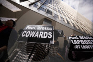 Protesters Demonstrate Outside Of Law Firm Paul Weiss In NYC