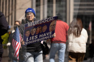 Demonstrators Protest Outside Of Fox News Headquarters In Manhattan