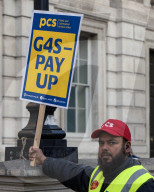 PCS Picket Outside Cabinet Office in London, UK.