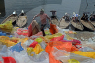Workers Drying Polythene