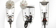 Solar and wind powered electric motorbike