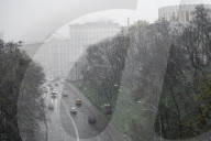 Snowfall in Kyiv in April