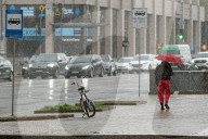 Snowfall in Kyiv in April