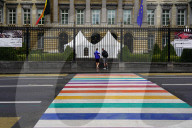 Visitors Outside Belgian Federal Parliament