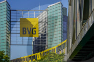 BVG Headquarters With U-Bahn Train In Berlin