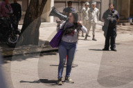 Families And Members Of Collectives Of Missing Persons Staging A Symbolic Protest Outside Of The Senate