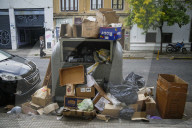 Trash Containers In The Palermo Neighborhood Of Buenos Aires Are Overflowing With Garbage Due To The National Strike