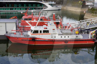 Fire Brigade Boats At Cologne Harbor Deutz