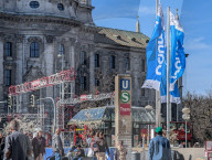 Bauma Fair. Advertising Flags In Munich