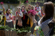 Flower Festival Of The Ejido In Xochimilco, Mexico, Stands In Solidarity With Palestine