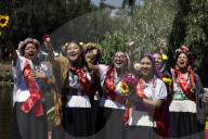 Flower Festival Of The Ejido In Xochimilco, Mexico, Stands In Solidarity With Palestine