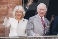 Intestazione: King Of The United Kingdom Charles III And Queen Camilla Rrive At Piazza Del Popolo For The State Visit To The Republic Of Italy In Ravenna