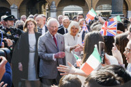 Intestazione: King Of The United Kingdom Charles III And Queen Camilla Rrive At Piazza Del Popolo For The State Visit To The Republic Of Italy In Ravenna