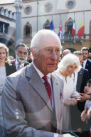 Intestazione: King Of The United Kingdom Charles III And Queen Camilla Rrive At Piazza Del Popolo For The State Visit To The Republic Of Italy In Ravenna