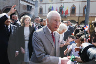 Intestazione: King Of The United Kingdom Charles III And Queen Camilla Rrive At Piazza Del Popolo For The State Visit To The Republic Of Italy In Ravenna