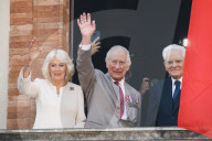 Intestazione: King Of The United Kingdom Charles III And Queen Camilla Rrive At Piazza Del Popolo For The State Visit To The Republic Of Italy In Ravenna