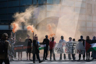 Pro-Palestine Group Youth Demand Blocks Roundabout By Elephant And Castle Station In London, 12 April 2025
