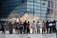 Pro-Palestine Group Youth Demand Blocks Roundabout By Elephant And Castle Station In London, 12 April 2025
