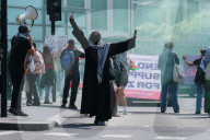 Pro-Palestine Group Youth Demand Blocks Roundabout By Elephant And Castle Station In London, 12 April 2025