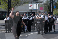 Pro-Palestine Group Youth Demand Blocks Roundabout By Elephant And Castle Station In London, 12 April 2025