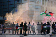 Pro-Palestine Group Youth Demand Blocks Roundabout By Elephant And Castle Station In London, 12 April 2025