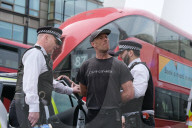 Supporters Of Pro-Palestine Group 'Youth Demand' Are Arrested At Vauxhall Bridge, London On 12 April 2025
