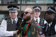 Supporters Of Pro-Palestine Group 'Youth Demand' Are Arrested At Vauxhall Bridge, London On 12 April 2025